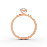 Emerald Cut Real Moissanite 4 Prong Solitaire Ring 14K Gold Plated